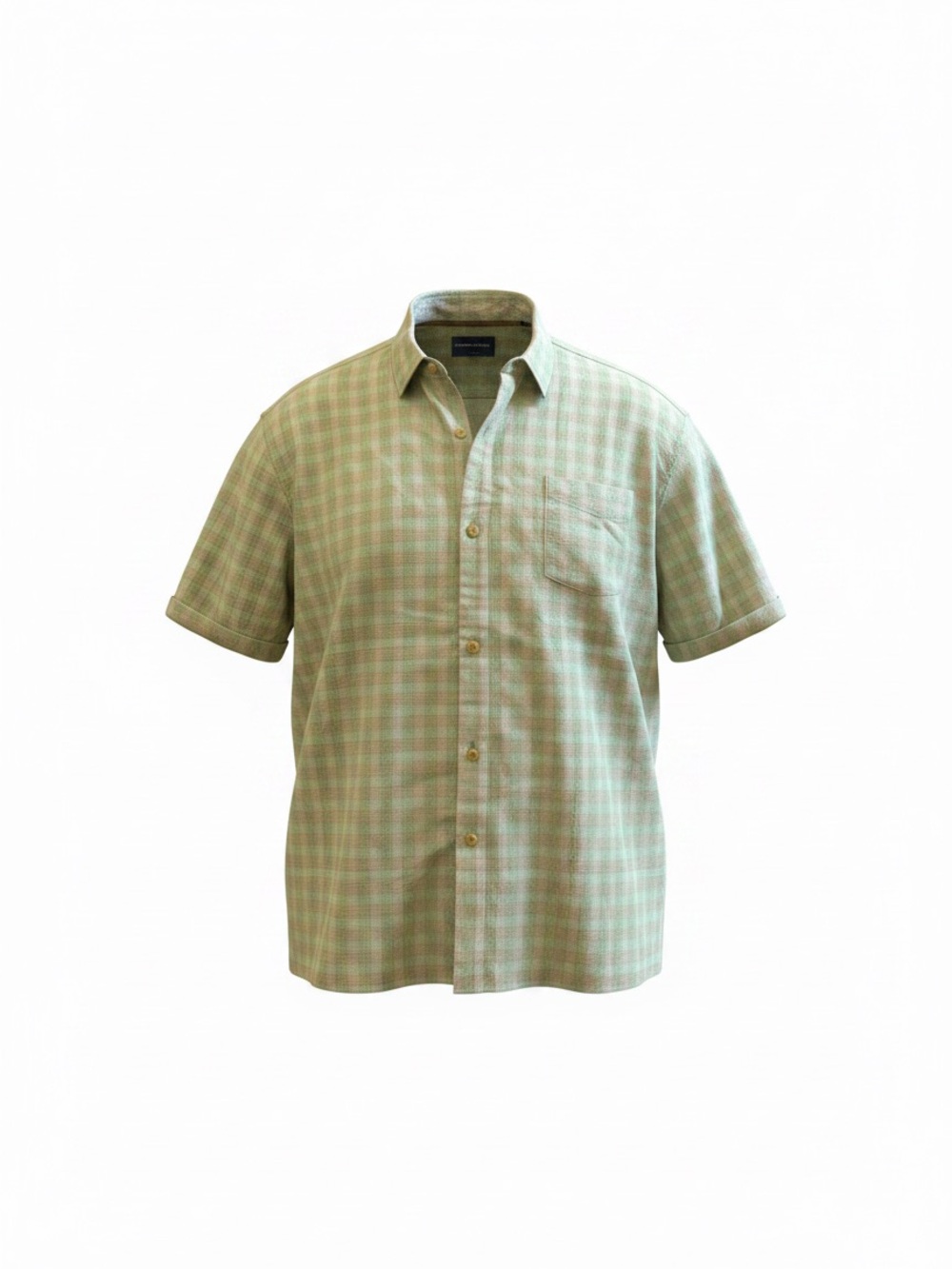 Tommy Bahama Short-Sleeve Plaid Button-Down in Sage and Light Beige